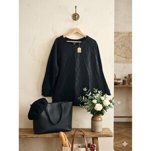 Lauren Ralph Lauren Black Floral Lace Front Raglan Sweatshirt Plus 3X